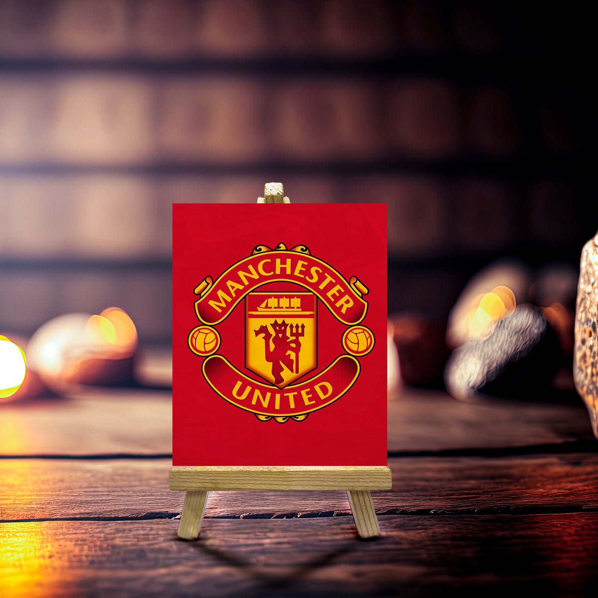 Manchester United Minimalist Wood Print with Stand for Fans - Sblossom