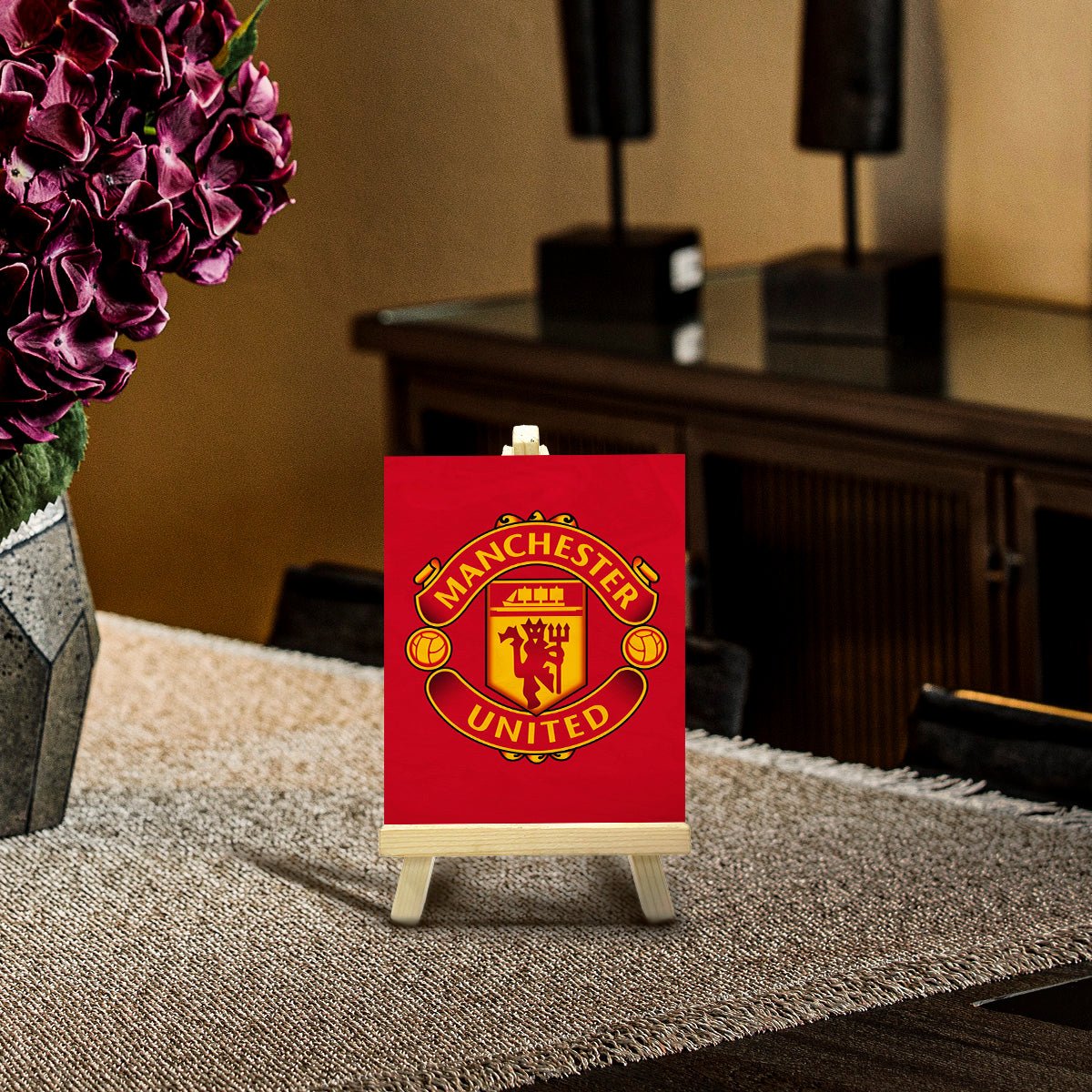 Manchester United Minimalist Wood Print with Stand for Fans - Sblossom