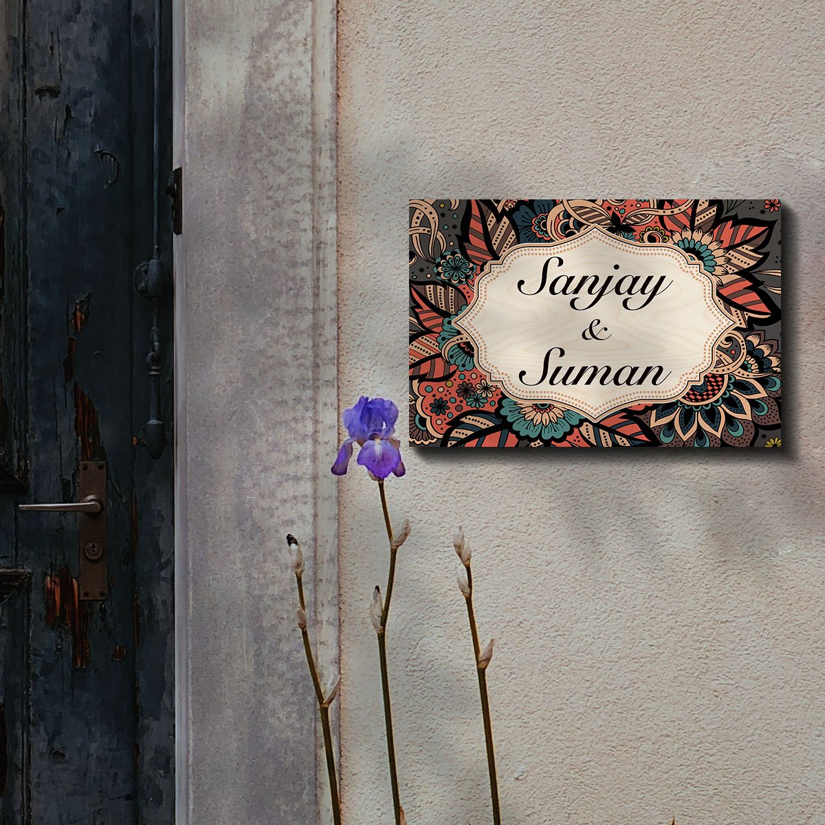 Mandala Name Plate – Paisley Floral for Front Door - Sblossom