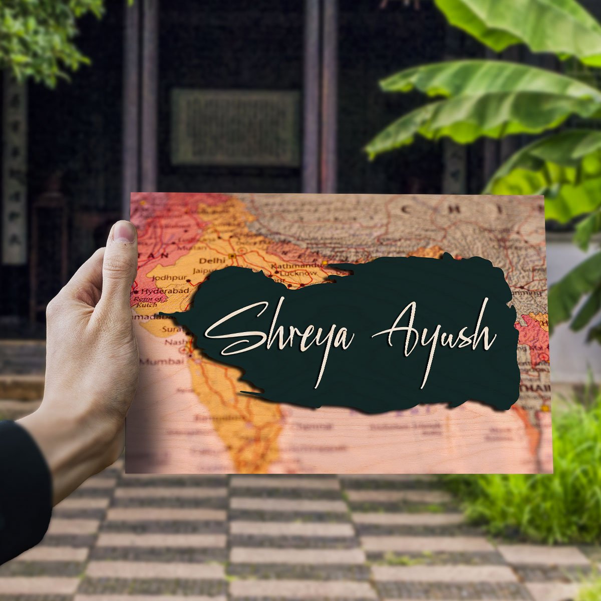 Map-Print Modern Name Plate Design for Couple - Sblossom