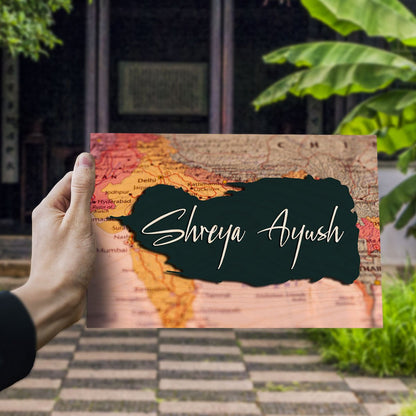 Map-Print Modern Name Plate Design for Couple - Sblossom