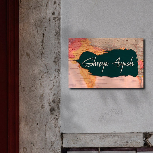 Map-Print Modern Name Plate Design for Couple - Sblossom