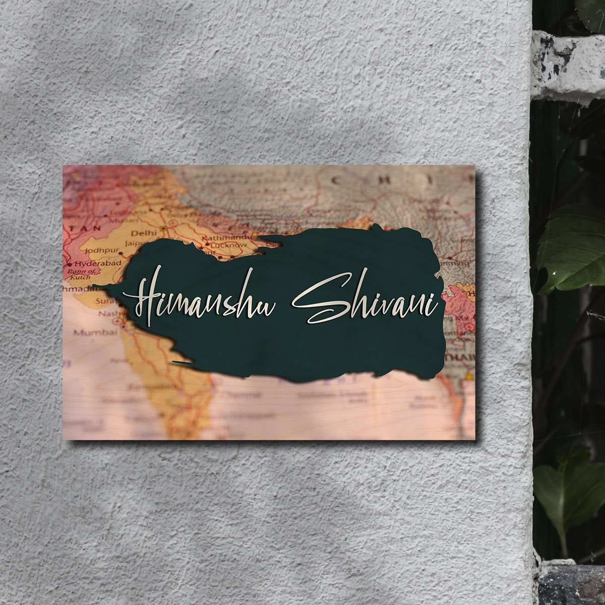 Map-Print Modern Name Plate Design for Couple - Sblossom