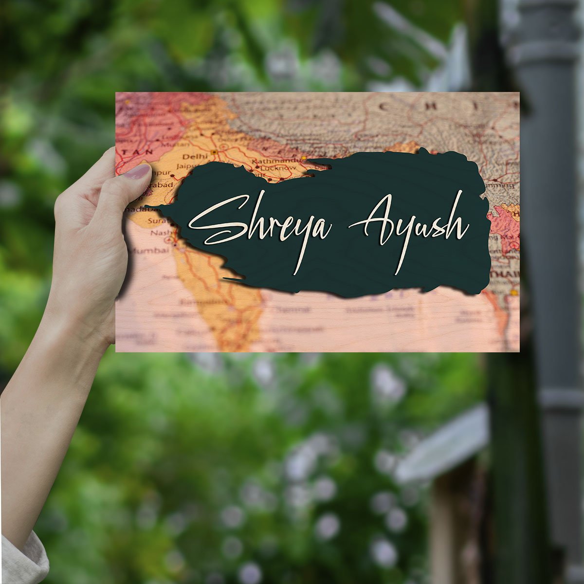 Map-Print Modern Name Plate Design for Couple - Sblossom