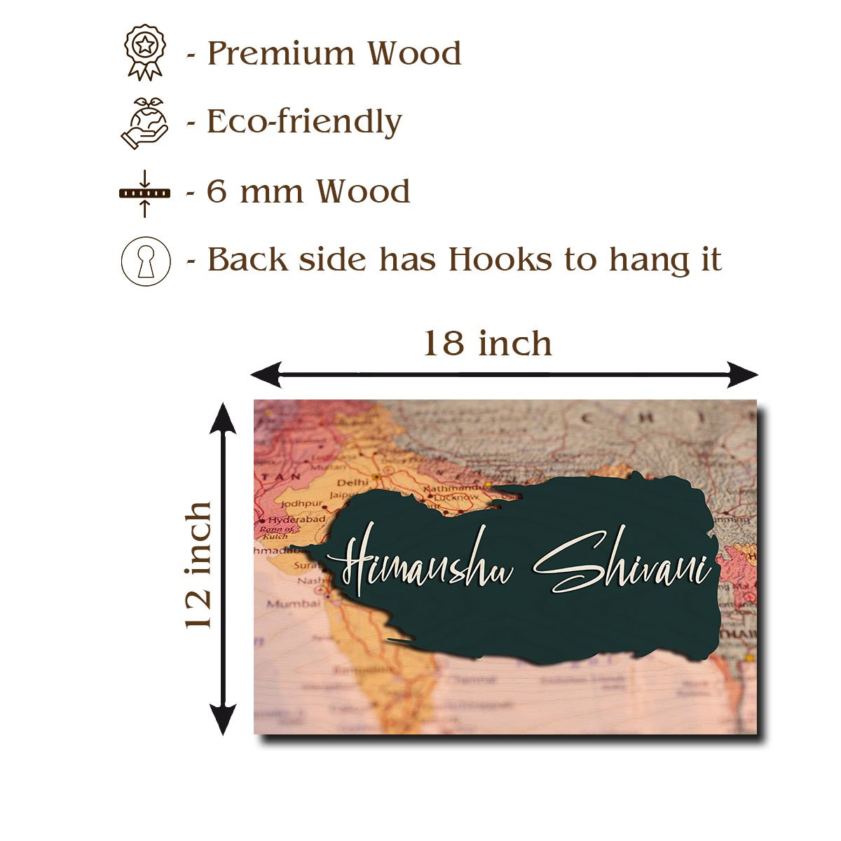 Map-Print Modern Name Plate Design for Couple - Sblossom