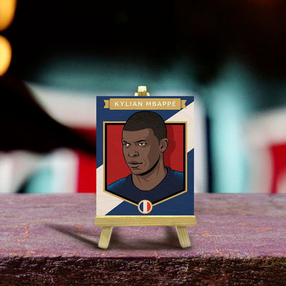 Mbappe Minimalist Wood Print with Stand for Football Fans - Sblossom