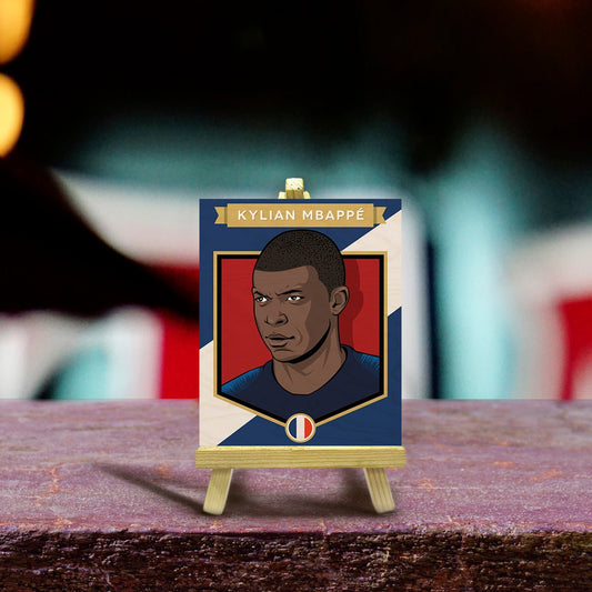 Mbappe Minimalist Wood Print with Stand for Football Fans - Sblossom