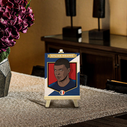 Mbappe Minimalist Wood Print with Stand for Football Fans - Sblossom