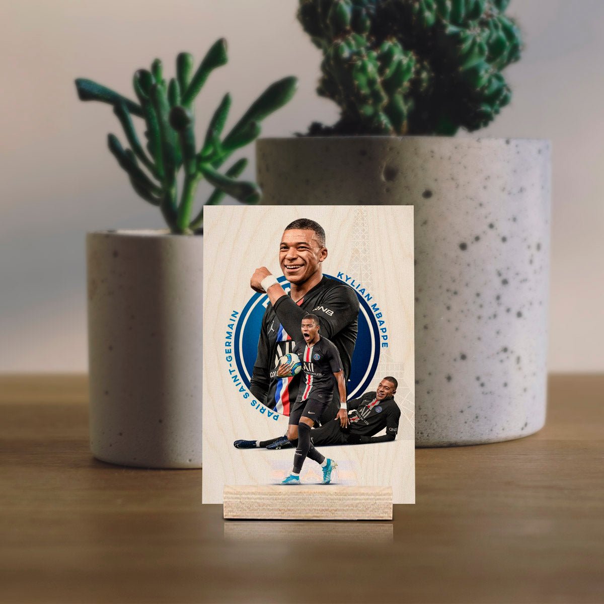 Mbappe Wood Print with Colourful Pop Art Football Fan Design - Sblossom