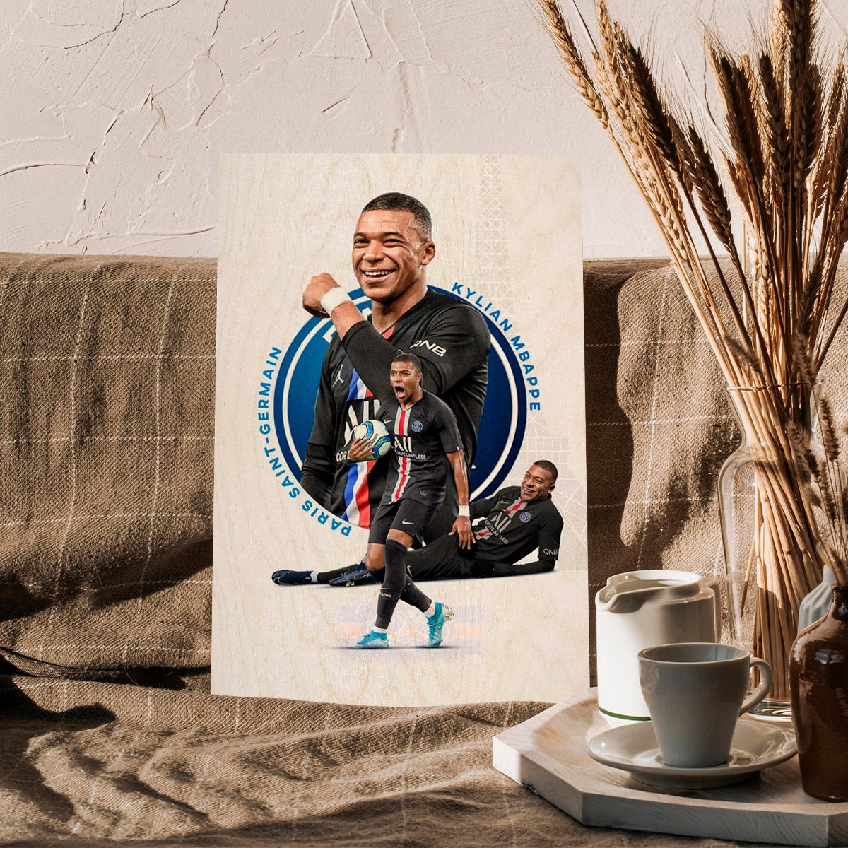 Mbappe Wood Print with Colourful Pop Art Football Fan Design - Sblossom