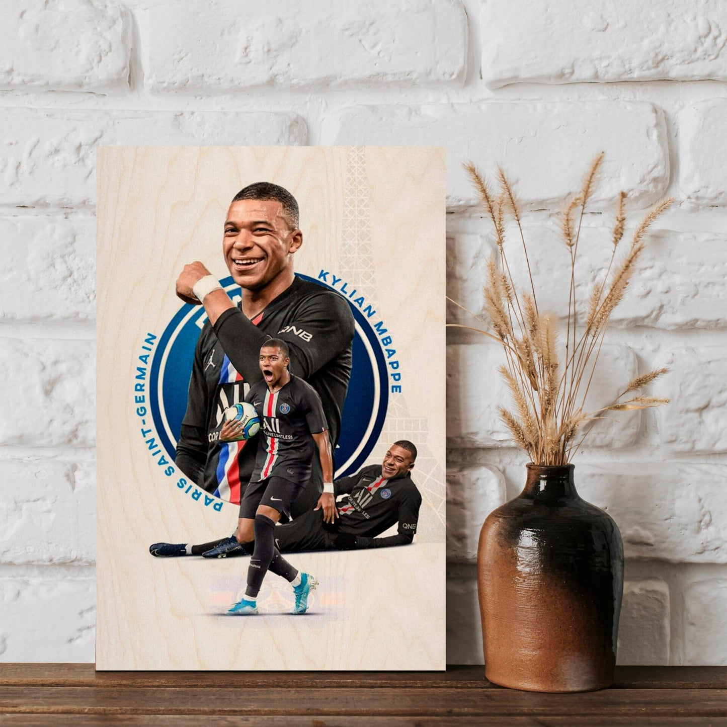 Mbappe Wood Print with Colourful Pop Art Football Fan Design - Sblossom