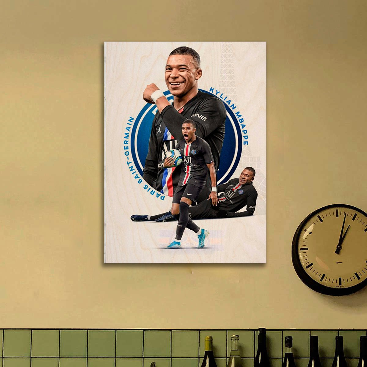 Mbappe Wood Print with Colourful Pop Art Football Fan Design - Sblossom
