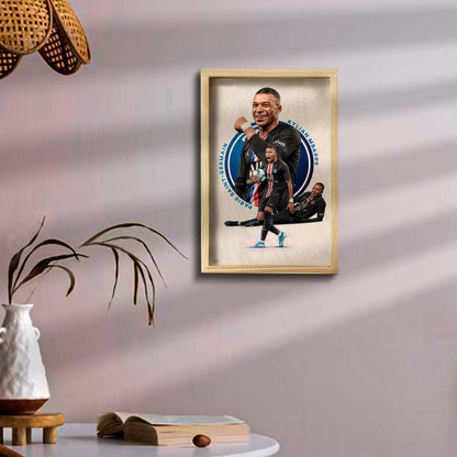 Mbappe Wooden Frame Wall Art with Colourful Pine Portrait Design - Sblossom
