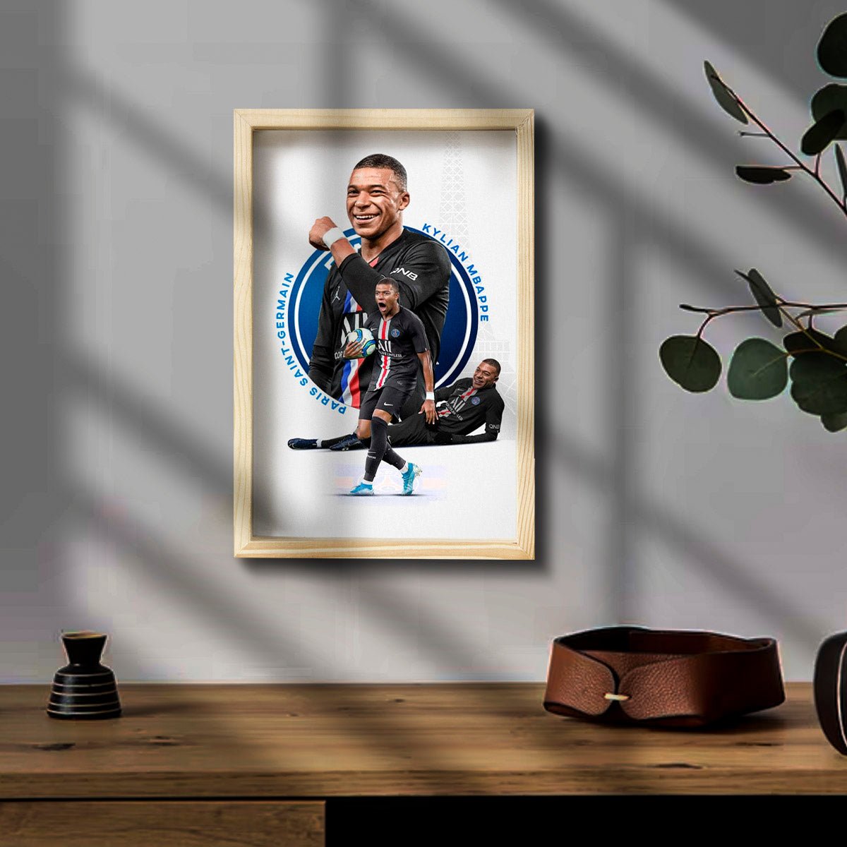 Mbappe Wooden Frame Wall Art with Colourful Pine Portrait Design - Sblossom