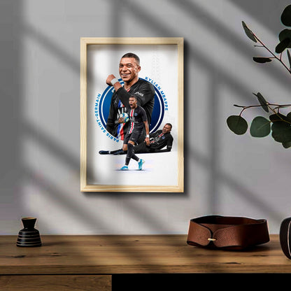 Mbappe Wooden Frame Wall Art with Colourful Pine Portrait Design - Sblossom