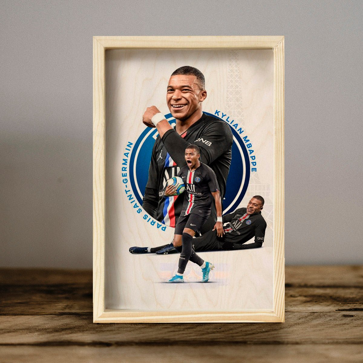 Mbappe Wooden Frame Wall Art with Colourful Pine Portrait Design - Sblossom