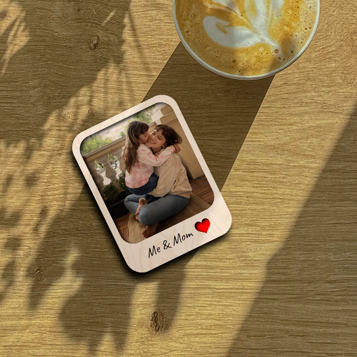 Me and Mom Photo Magnet in Wood with Personalized Print Design - Sblossom