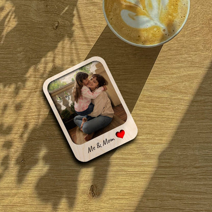 Me and Mom Photo Magnet in Wood with Personalized Print Design - Sblossom