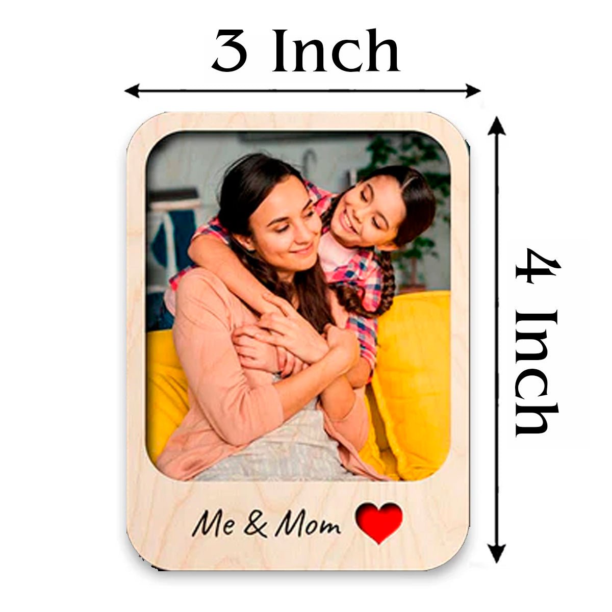 Me and Mom Photo Magnet in Wood with Personalized Print Design - Sblossom