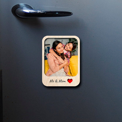 Me and Mom Photo Magnet in Wood with Personalized Print Design - Sblossom