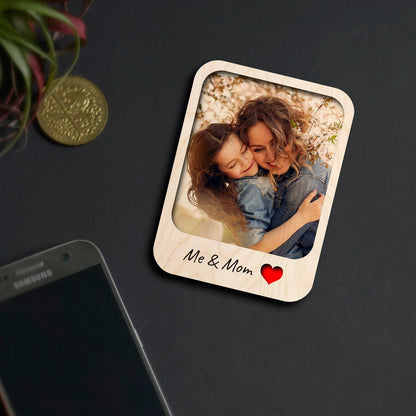 Me and Mom Photo Magnet in Wood with Personalized Print Design - Sblossom