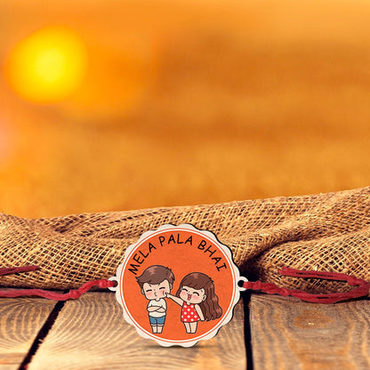 Mela Pala Bhai Rakhi in Wood with Custom Name for Brother - Sblossom