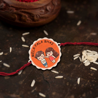 Mela Pala Bhai Rakhi in Wood with Custom Name for Brother - Sblossom