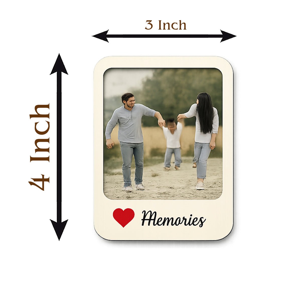Memories Photo Fridge Magnet in Wood with Cursive Custom Print - Sblossom