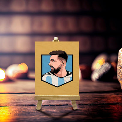 Messi Minimalist Wood Print with Stand for Football Fans - Sblossom