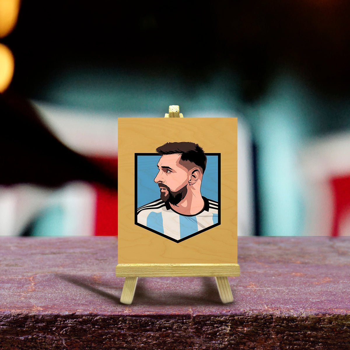 Messi Minimalist Wood Print with Stand for Football Fans - Sblossom
