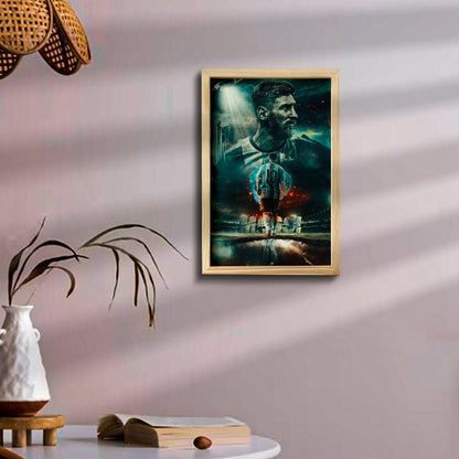 Messi Wooden Frame Wall Art with Colourful Pine Portrait Design - Sblossom
