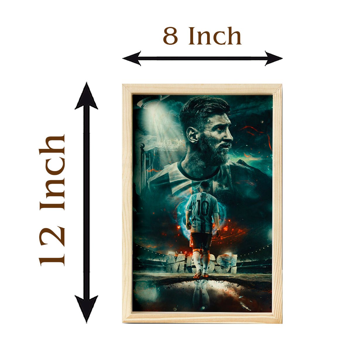 Messi Wooden Frame Wall Art with Colourful Pine Portrait Design - Sblossom