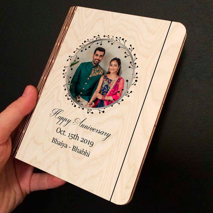 Anniversary Theme Notebook with Wooden Cover Personalized