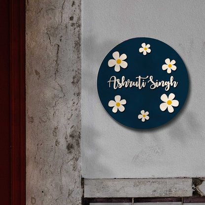 Personalized Flower Kids Name Plate - 3D Wooden Wall Decor - Close Up View