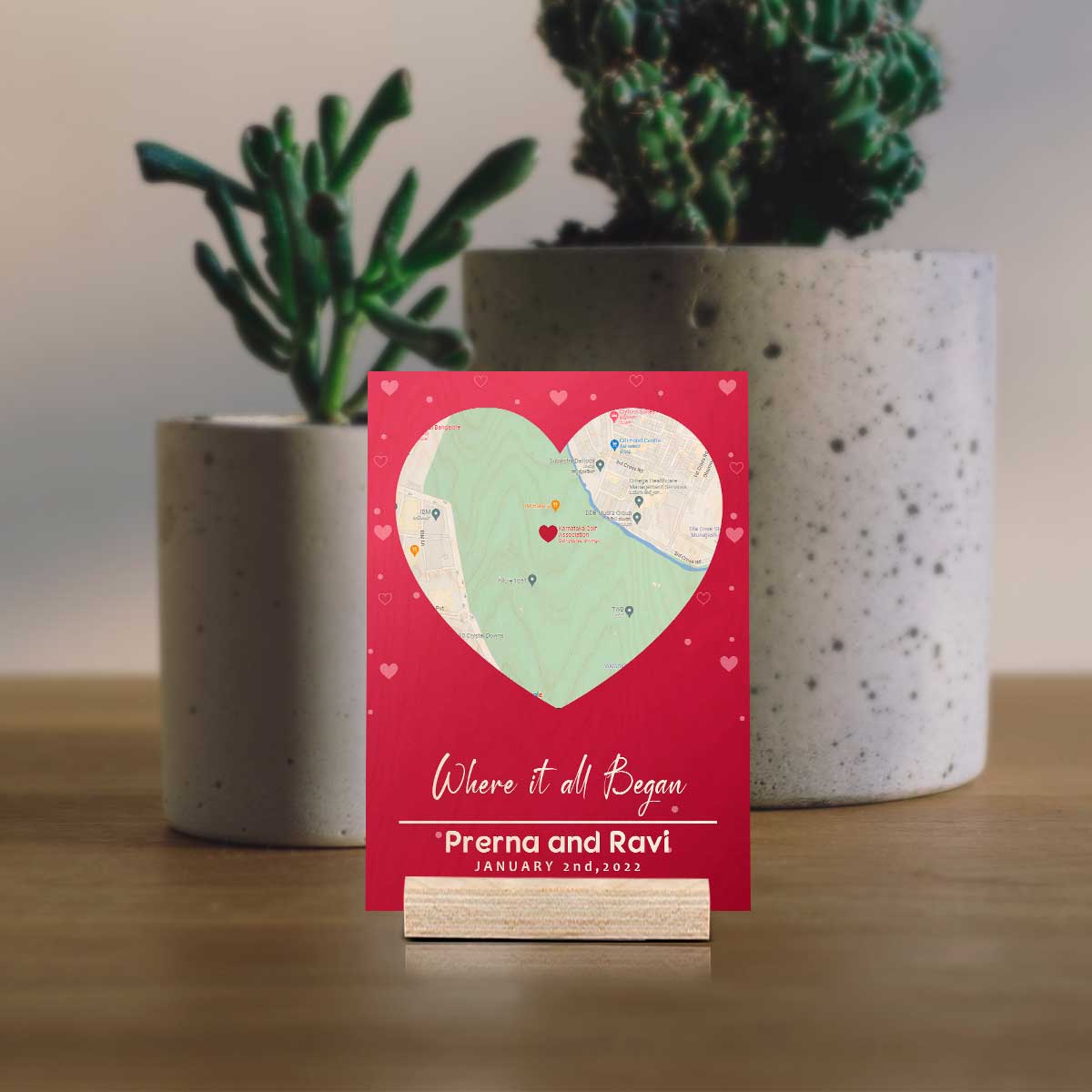 Love Location City Map Print on Wood with Personalized Anniversary