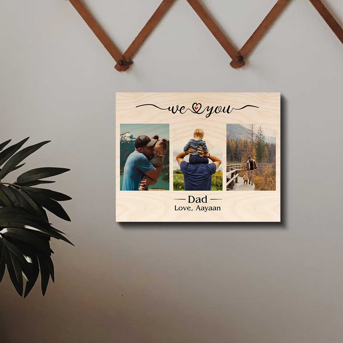Father Son Photo Frame – We Love You Dad on Wood
