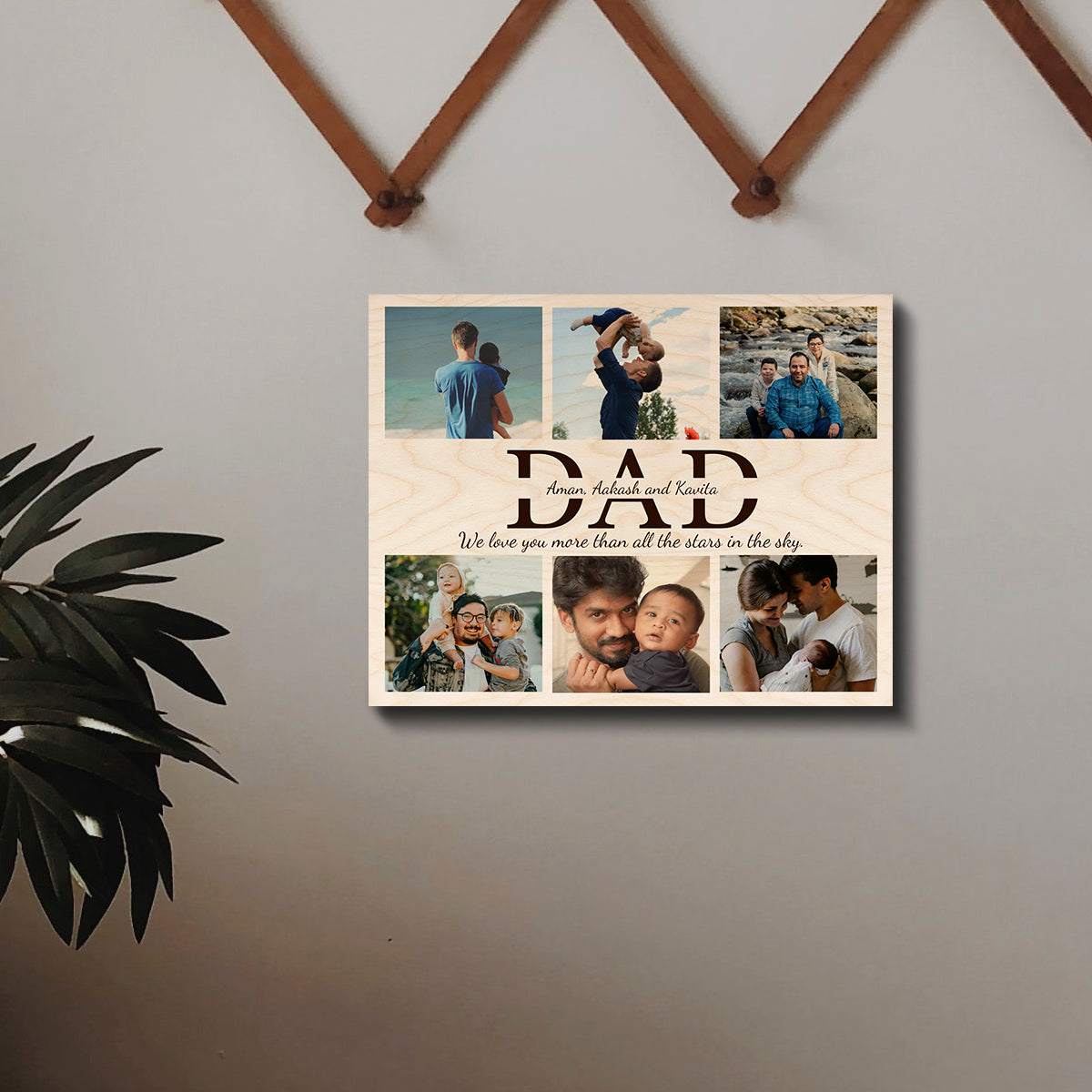 Dad Photo Print in Wood – Personalized Picture Collage