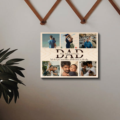 Dad Photo Print in Wood – Personalized Picture Collage