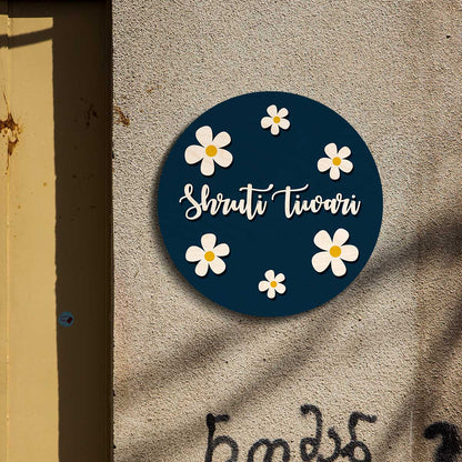 Personalized Flower Kids Name Plate - 3D Kids Room Wall Art - Side View