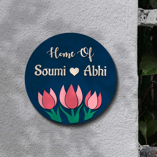 makan ka name plate tulip trio wooden 3D letters birch 12x12 inch