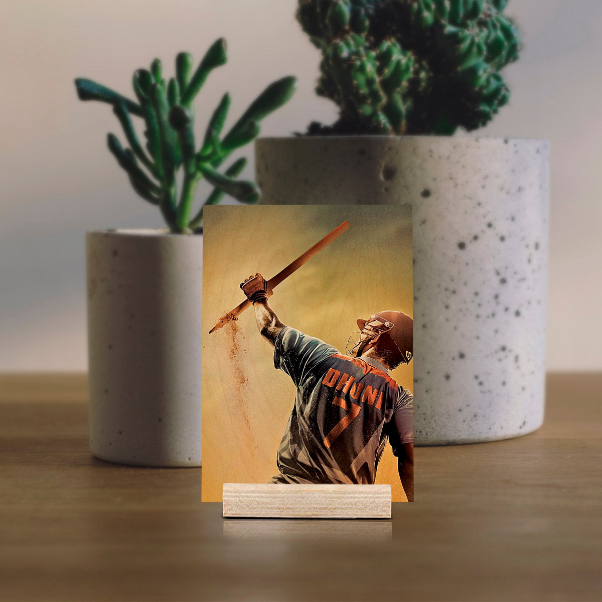 MS Dhoni Wood Print with Colourful Pop Art Cricket Fan Design