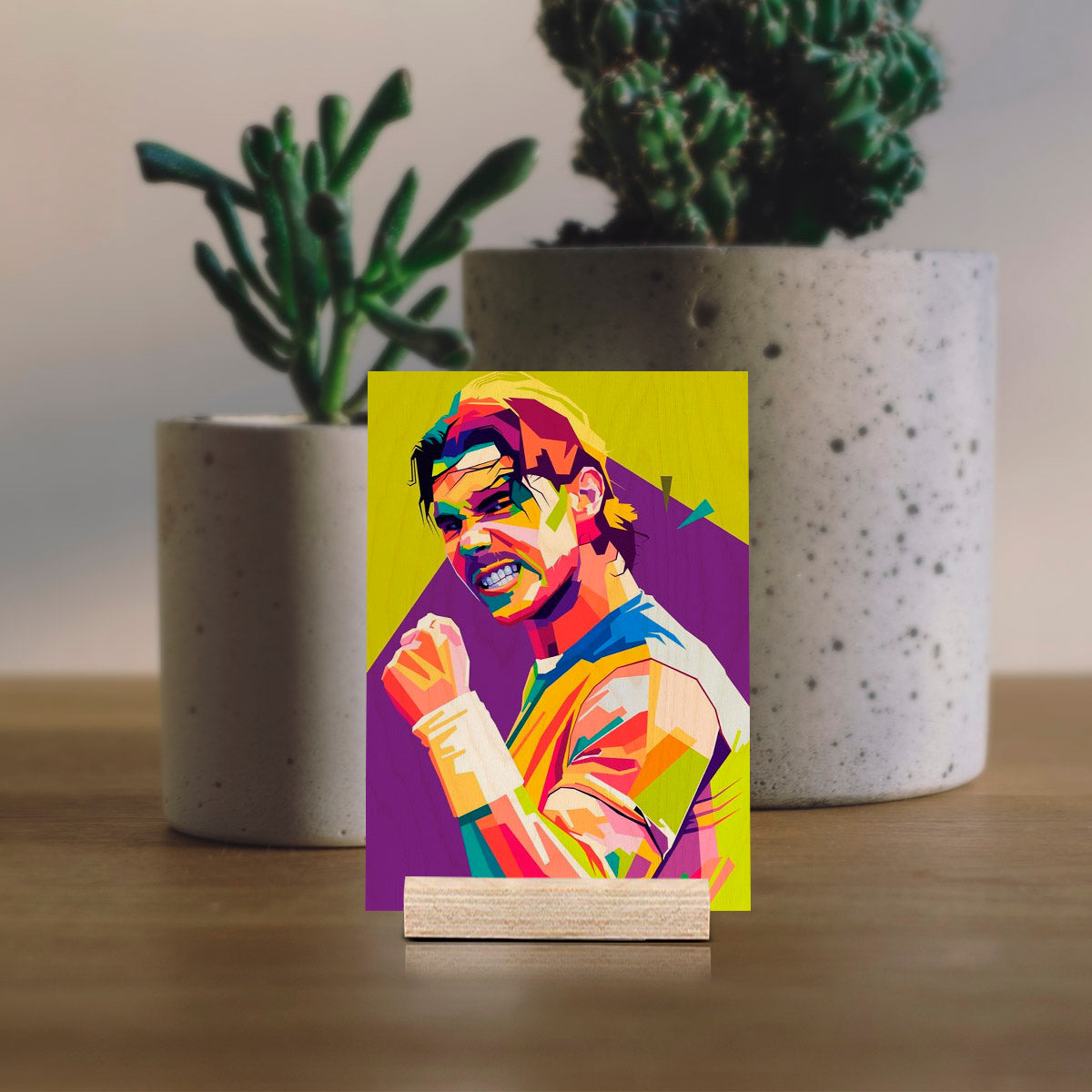 Nadal Wood Print with Colourful Pop Art Tennis Fan Design