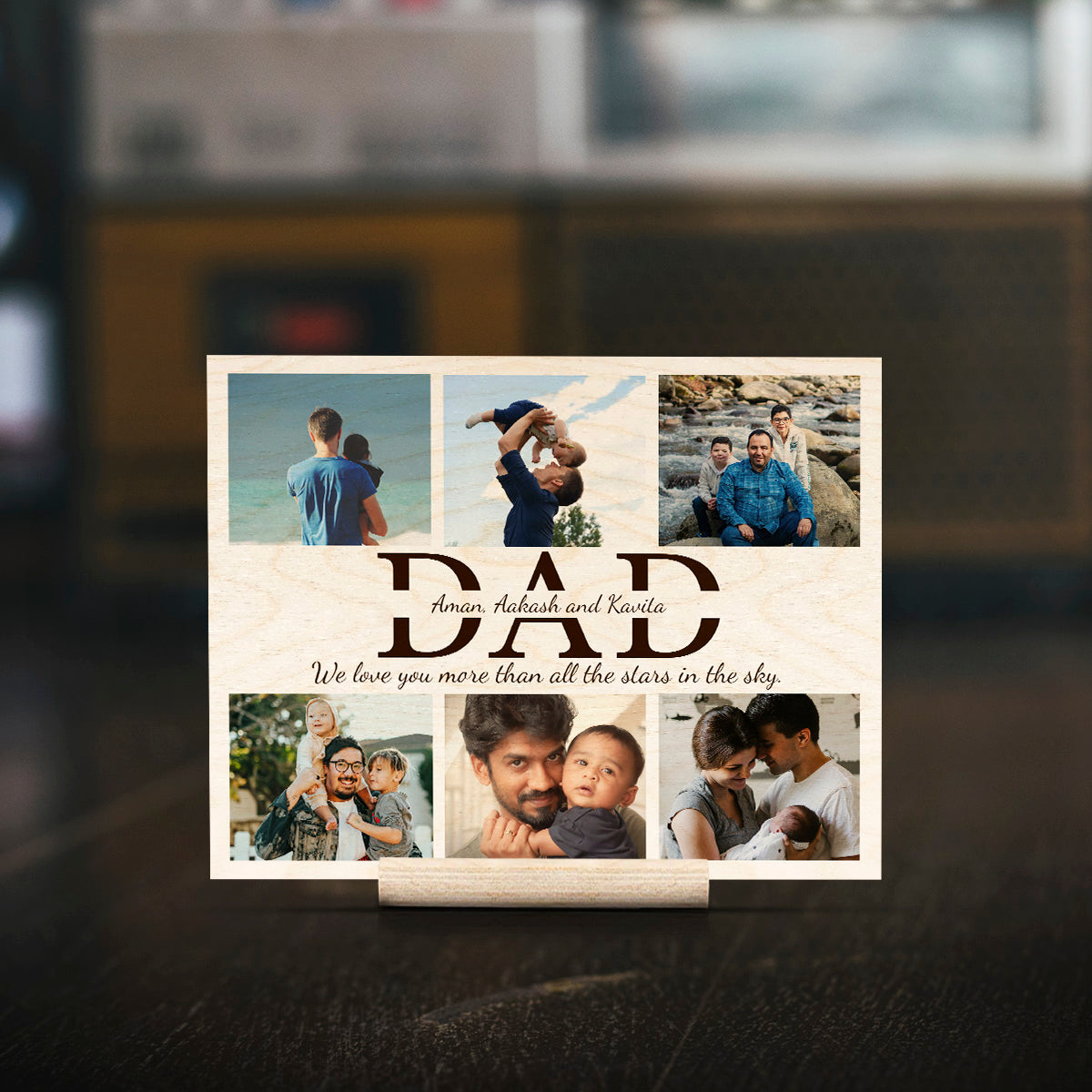 Dad Photo Print in Wood – Personalized Picture Collage