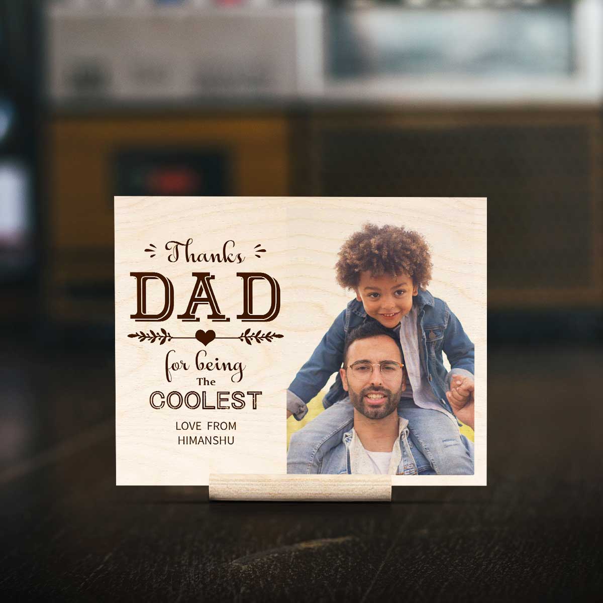 Coolest Dad Wood Print – Personalized Photo for Father