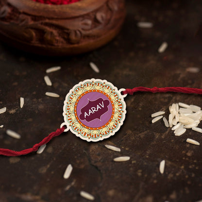 Modern Name Rakhi in Wood with Custom Design for Brother - Sblossom
