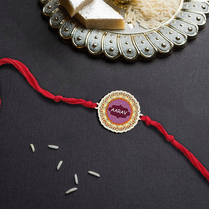 Modern Name Rakhi in Wood with Custom Design for Brother - Sblossom