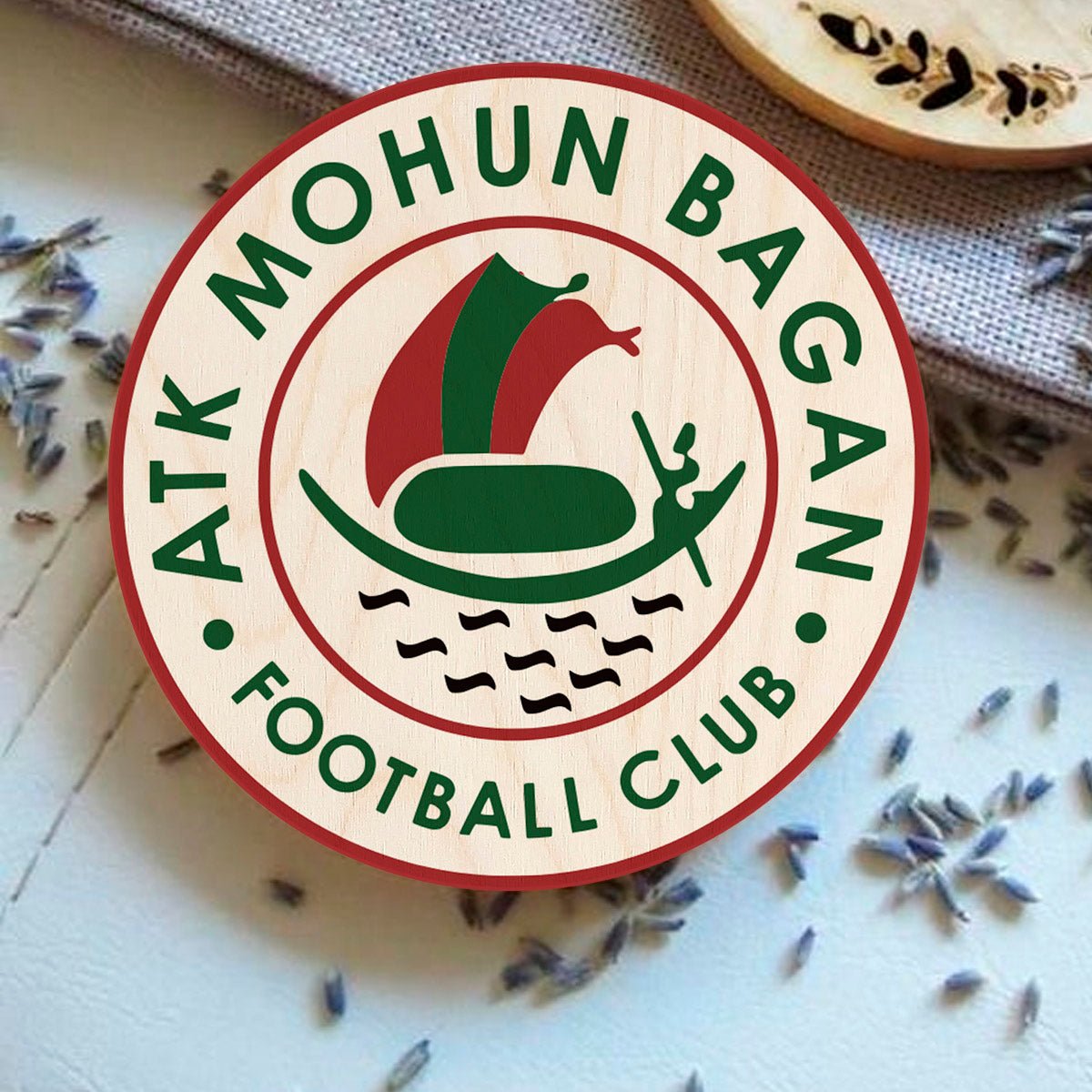 Mohun Bagan Wooden Coaster Set with Round Football Crest - Sblossom