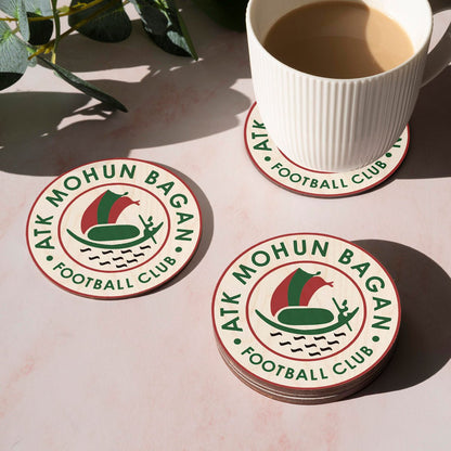 Mohun Bagan Wooden Coaster Set with Round Football Crest - Sblossom