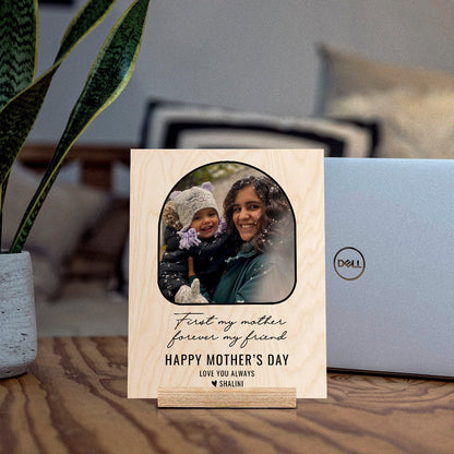Mom Arch Frame for Mothers Day in Wood with Floral Photo - Sblossom