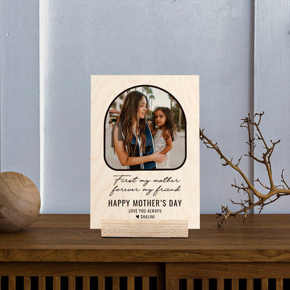 Mom Arch Frame for Mothers Day in Wood with Floral Photo - Sblossom